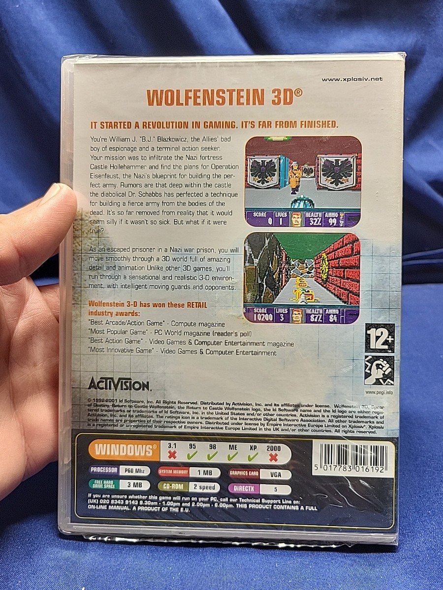 Wolfenstein 3d pc CD-ROM Win 95/98/Me/XP New Factory Sealed!! RARE