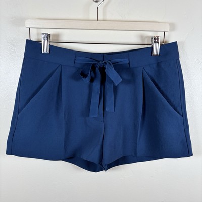 Aritzia Wilfred Exergue Pleated Short Navy Blue Crepe Adjustable Tie Waist Sz 4