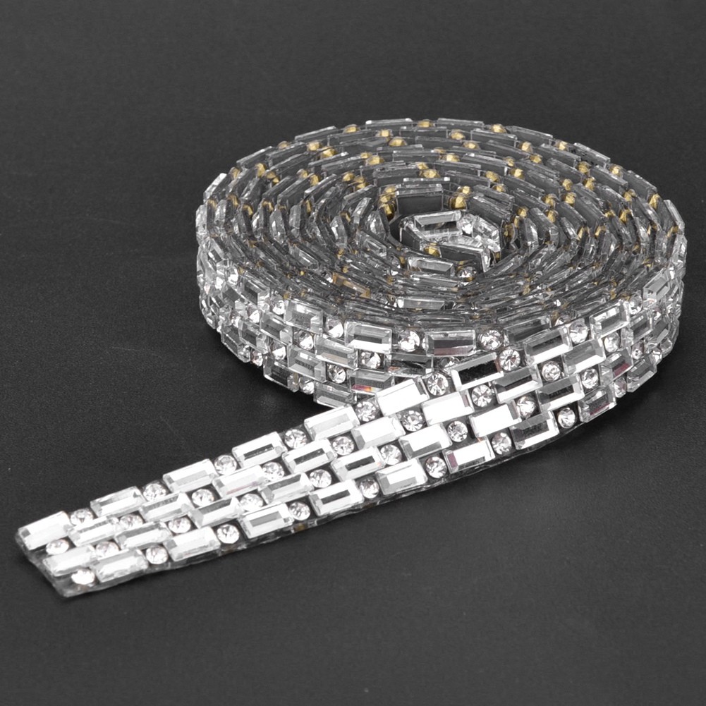 100cm Dense Rhinestone Chain Hotfix Glass Crystal Ribbon Garment Dress Bag Decor
