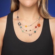 Think Geek Star Wars Planetary Orbital Necklace 18&rdquo; Semi Precious Stones  NIB!