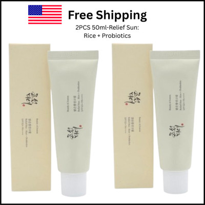 2x BEAUTY OF JOSEON Relief Sun: Rice + Probiotics SPF 50+ PA++++ - 50ml