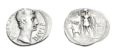 Ancient Augustus. 27 BC-AD 14. AR Denarius (20.5mm, 3.72 g, 6h). Lugdunum (Lyon)