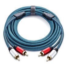 RCA Cable 15ft 2RCA Male to 2RCA Male Stereo Audio Cable Nylon-Braided Auxili...