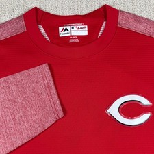 Majestic Therma Base Mens XL Cincinnati Reds Fleece Lined Long Sleeve Shirt MLB