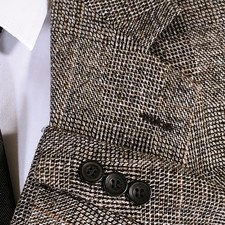 Haggar Tweed Sport Coat Men 42R Gray Windowpane Jacket 2 Bttn 1 Vent USA