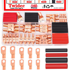 Twidec/160Pcs Battery Cable Ends AWG 2 4 6 8 10 12 Gauge Copper Cable Wire Lugs