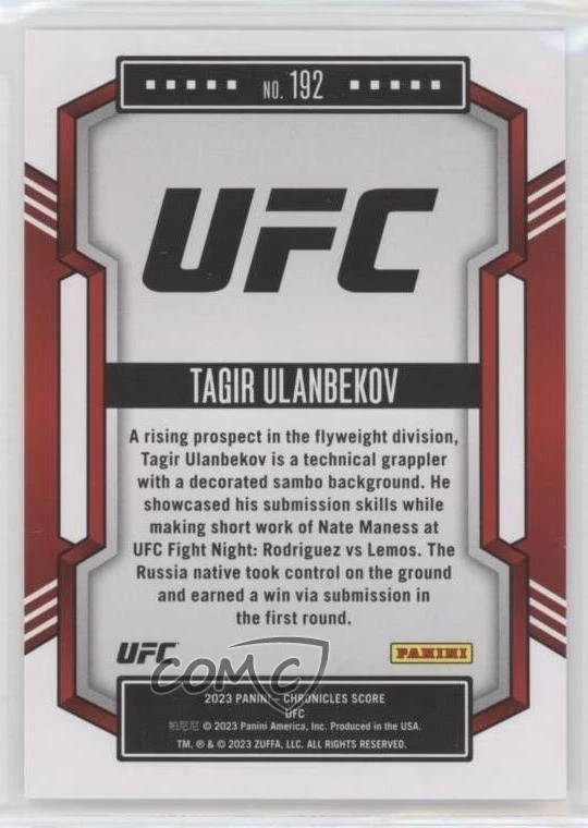 2023 Panini Chronicles UFC Score Red /199 Tagir Ulanbekov #192 Rookie RC - Image 2 of 2