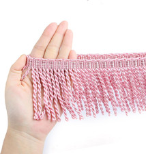 Curtain Fringes Bullion Fringe Trim with Blue Ribbon 5.3 Yard X 3 Inches Fabric