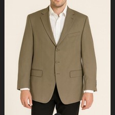 Oscar de la Renta Men  s 42R 100 Silk Blazer Taupe Tan 2 Button Sport Coat
