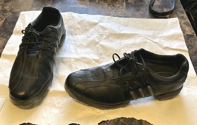 Adidas Men s Black Leather Court Sneakers Lace Up Low Profile Size 10.5