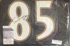 SIGNED DERRICK MASON #85 BALTIMORE RAVENS CUSTOM JERSEY WITH JSA JAMES SPENCE