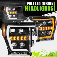 Sequential 3D LED Light Bar Projector Black Clear Headlights for Ford F150 21-23 (For: More than one vehicle)