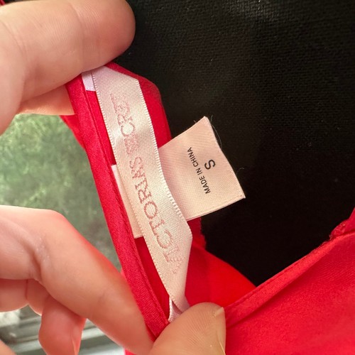 Victoria's Secret Red Satin Babydoll Lingerie Tie Front Slip Dress Silky size S - Picture 5 of 5