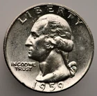 1959-D Washington Quarter Brilliant Uncirculated 90% Silver .1808 Troy oz MX03