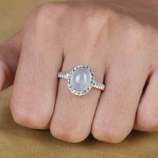 Aquamarine 925 Sterling Silver Oval Gemstone Ring Birthday Gift for Friend