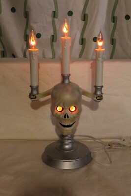 HallowScream Haunted Candelabra Flickering Lights w/Glowing Skull Eyes' Works