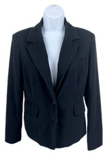 Women's Black Office Suit Button up Durable Blazer Jacket w/ Pockets Size S