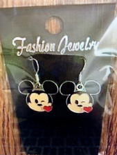Disney Mickey Mouse "Wink" Emoji w/ .925 Sterling Silver Hooks Earrings Retired