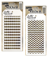 Tim Holtz Mixed Media Shifters Layering Stencils Scallop Chevron Pattern Set