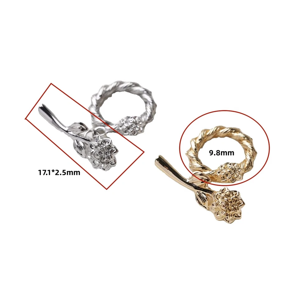 4шт цветок переключения застежки, золото/серебро цветочный браслет ожерелье соединитель застежки - Изображение 3 из 4