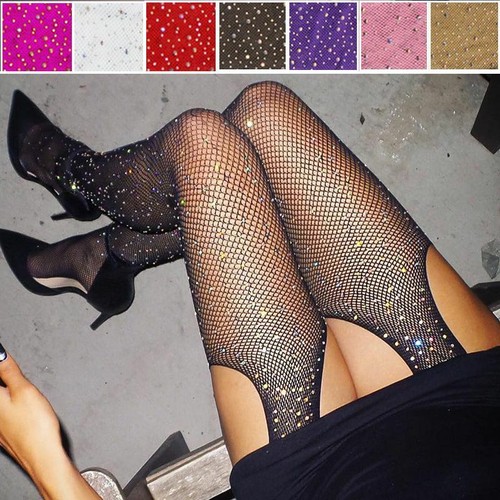 Women's Glitter Fishnet Tights Open 