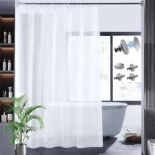 Frosted Shower Curtain Liner 74 Inches Long with 6 Weighted Magnets PEVA Plas...