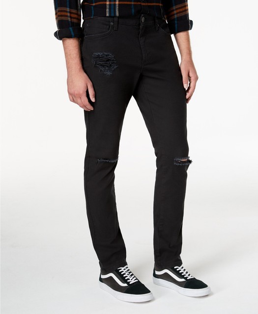110 American Rag Men Black Skinny Fit Stretch Pants Destroyed Jeans