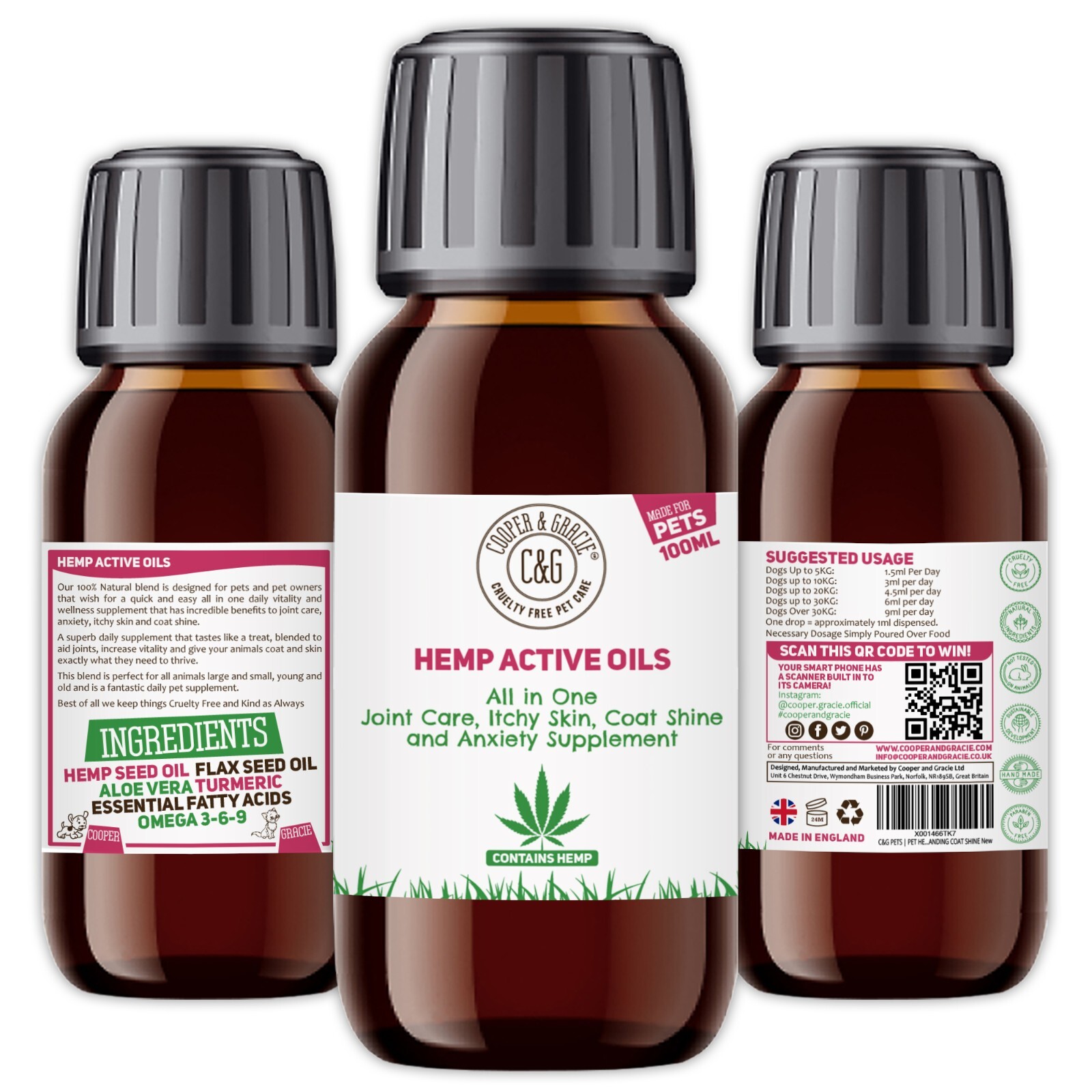 Pet Hemp Calming Oil 100ml Aromatherapy & Massage