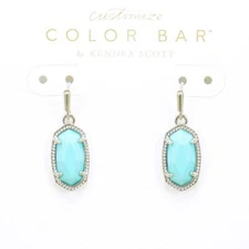 NWOT Kendra Scott Lee Light Blue Magnesite Small Drop Earrings Silver Tone
