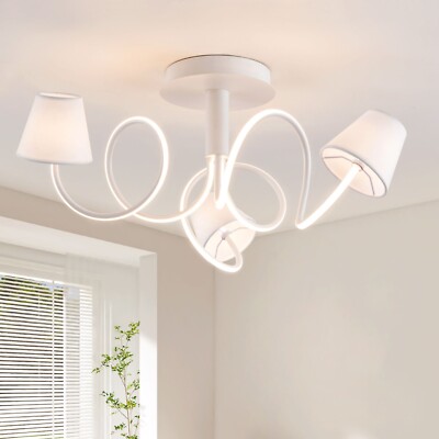 LED Kronleuchter Deckenleuchte, große halb bündige Halterung Deckenlampe mit 3 Stoffen