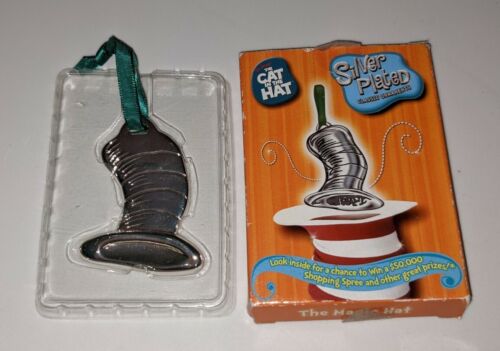 Cat in The Hat Dr. Seuss Silver Plated Christmas Ornament Burger King 2003 boxed - Foto 1 di 5