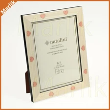 Natalini Handmade Italian Wooden Frame 5x7" ( 13x18 cm ) Ivory/Pink, Heart, NEW