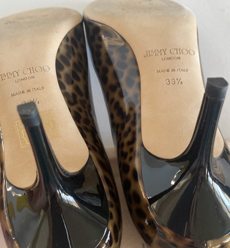 Jimmy Choo Isabel Natural Leopard Print Peep Toe Mid Heel Pump Shoes, Size 39.5 - Picture 7 of 10
