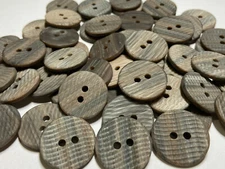Washable Faux Wood/Coconut Brown/Grey/Natural Ridged Poly Button 23mm 7/8" 2hole