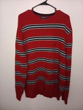 Nautica Sweater Mens Size XL Red Striped