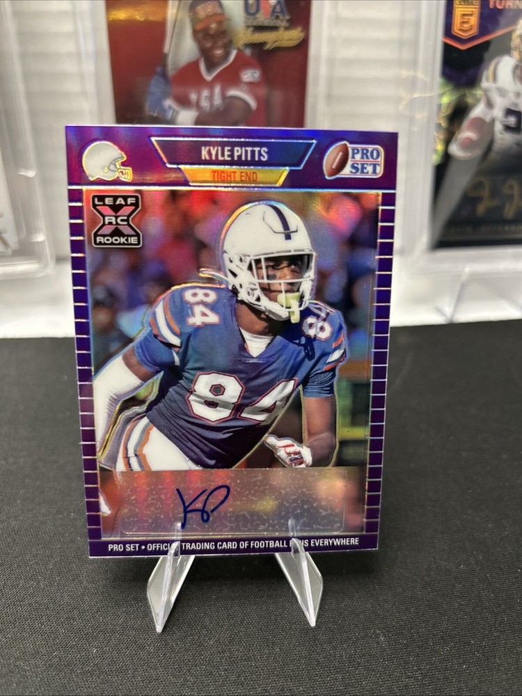 2021 LEAF PRO SET METAL KYLE PITTS ROOKIE AUTO PURPLE WAVE #/35 SSP RC #PA-KP1