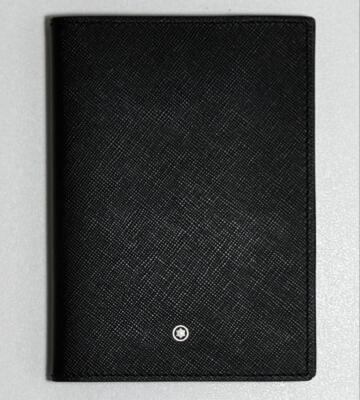 Montblanc Passport Holder Case Black Leather With Box Storage Bag