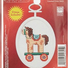 Stitch 'n Play Mini Cross Stitch Kit - 18 Count, Oval Toy - 2.75-Inch - Creative