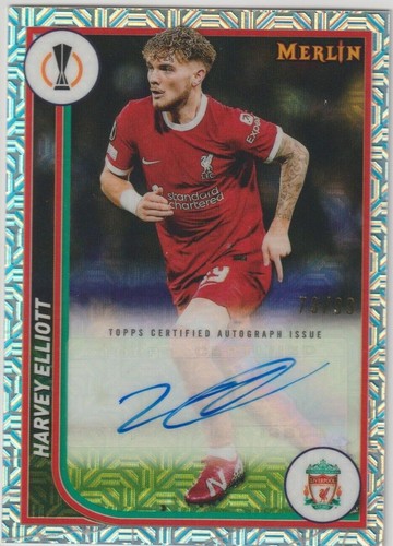 Harvey Elliott 2023-24 Topps Chrome Liverpool FC Auto GOLD