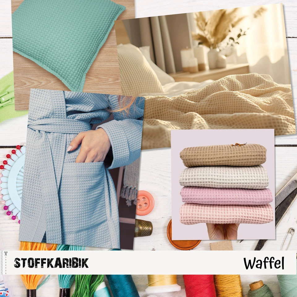 Waffelpique Meterware Waffel Stoff 100% Baumwollstoff Tex 100 Waffelstoff Uni - Bild 4 von 4