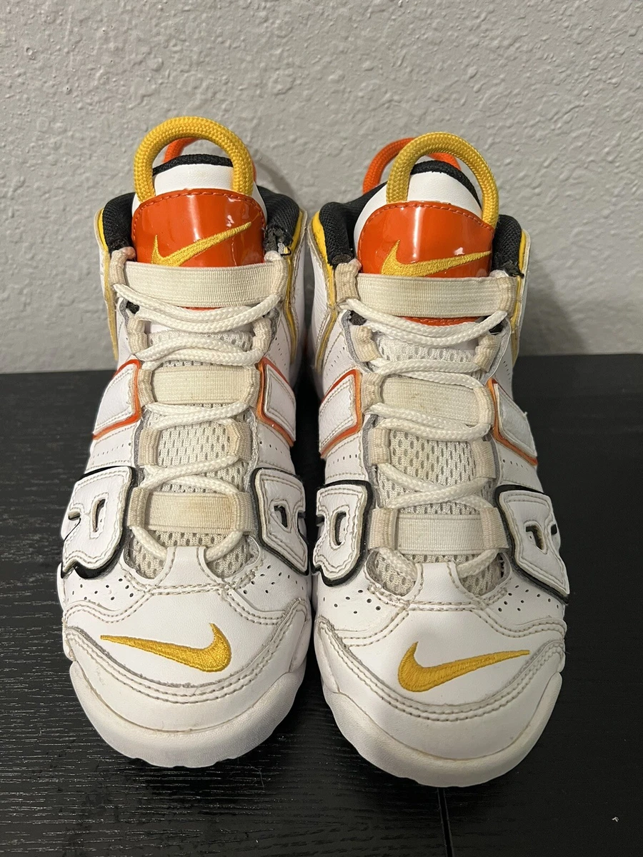 Kids Size 1Y: Nike Air More Uptempo Rayguns White/Orange Yellow DD9286-100:  READ