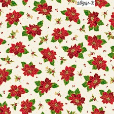 Lavish Poinsettia Christmas cotton quilt fabric QT fabrics Holiday 28941-E Cream