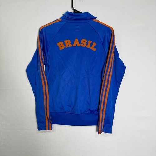 Adidas Track Jacket Y2K Womens Size M Blue Orange Retro Vintage Brazil - Picture 2 of 5