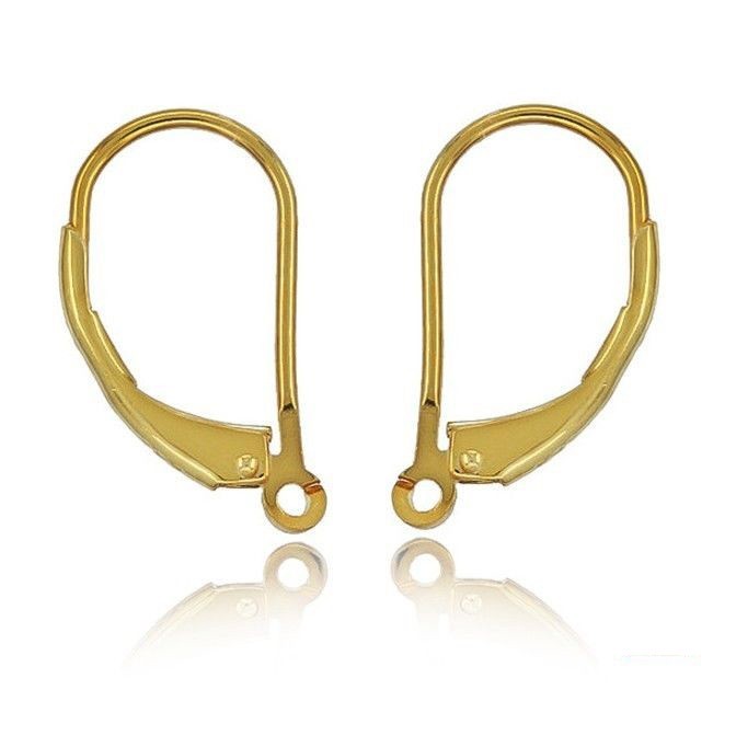 14k SOLID GOLD EARRINGS LEVERBACK HOOK 1PAIR WITH OPEN RING FINDINGS