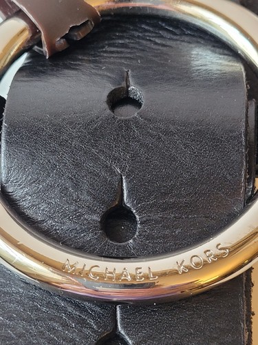 Michael Kors Womens Belt Black Leather Silver Tone Buckle NWT Sz M 41" MSRP: $58 - Picture 4 of 6