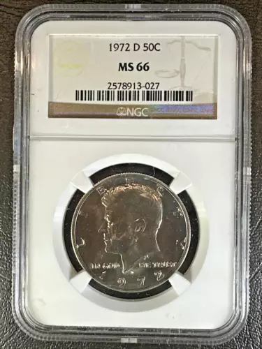1972 D KENNEDY Half Dollar * NGC MS66 * UNCIRCULATED * Brown Label *