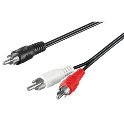 2,5m Y Audio Chinch Cynch RCA L-R Kabel Adapter 1x Cinch auf 2x Stecker IN OUT