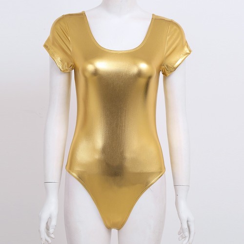 UK Women Bodysuit Shiny Wet Look Leotard Jumpsuit Dance Romper Swimsuit Monokini - Picture 68 of 111