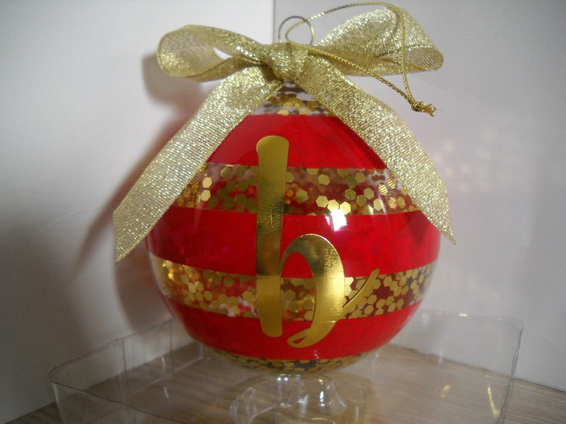 PERSONALIZED GLITTER CHRISTMAS ORNAMENT 'B' INITIAL LARGE ROUND BALL