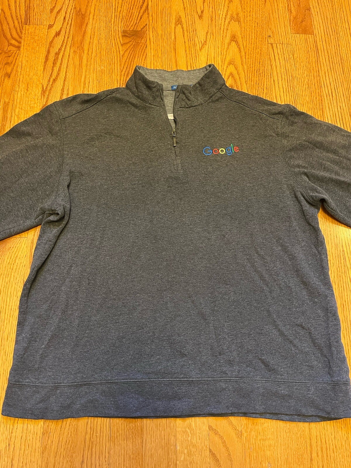 GOOGLE logo 1/4 ZIP Pullover Sweatshirt Gray Larg… - image 2